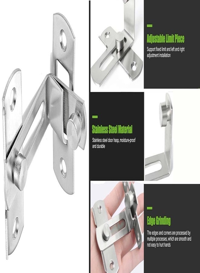 Runmay Degree Flip Sliding Barn Door Lock,Stainless Steel Angle Door Latch Buckle,Screen Door Stopper Lock Hook Eye Lock for Barn,Garden,Bathroom,Outdoor,Garage,Window,Sliding Door - Image 3